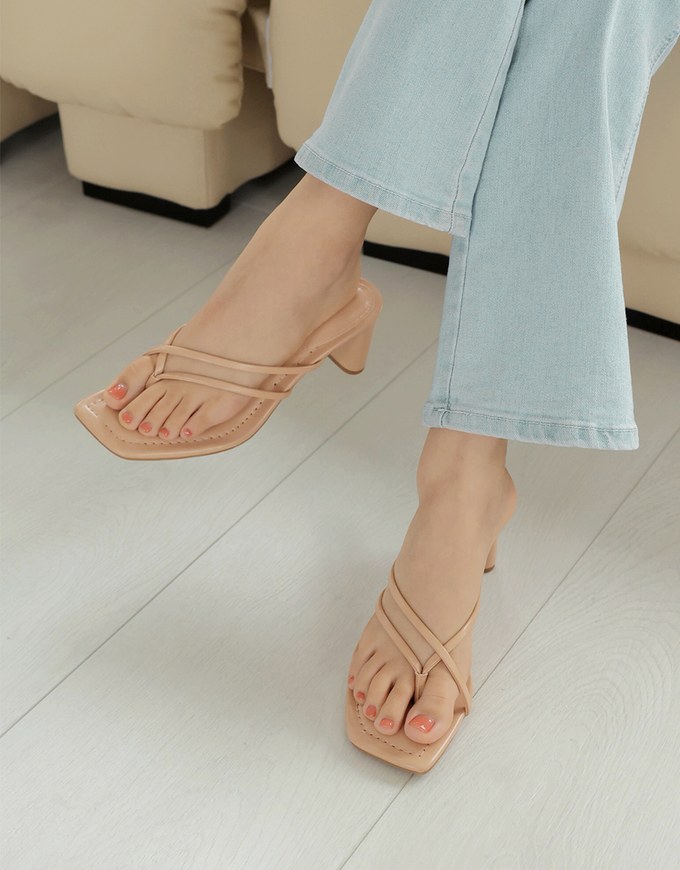 Cross-Strap Mid-Heel Slides