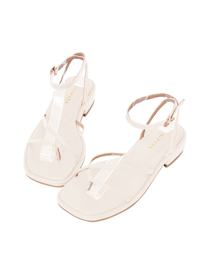 Cross-Toe Ankle Strap Sandals