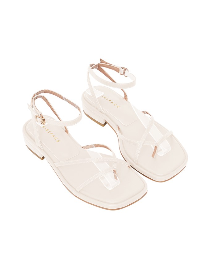 Cross-Toe Ankle Strap Sandals