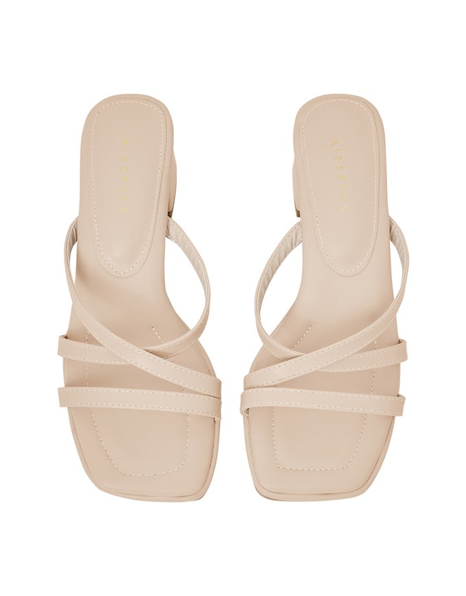 Cross-Strap Mid-Heel Sandals