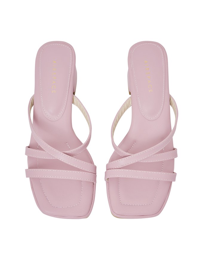Cross-Strap Mid-Heel Sandals