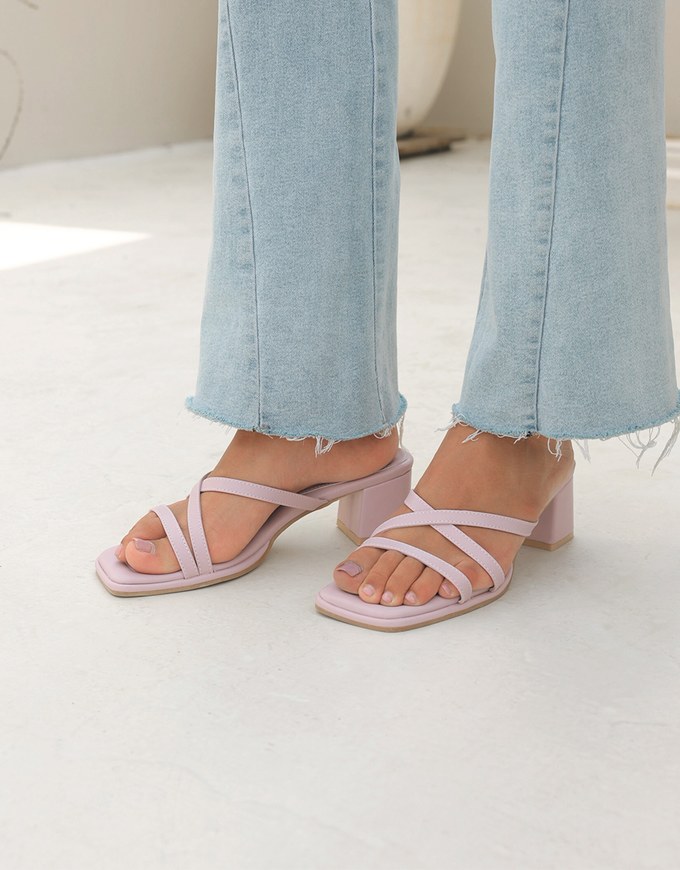 Cross-Strap Mid-Heel Sandals