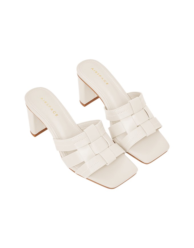 Woven Wide Mid-Heel Sandals