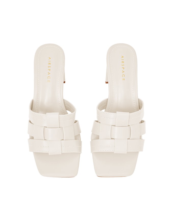 Woven Wide Mid-Heel Sandals