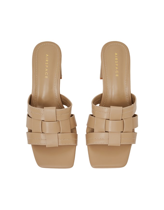 Woven Wide Mid-Heel Sandals