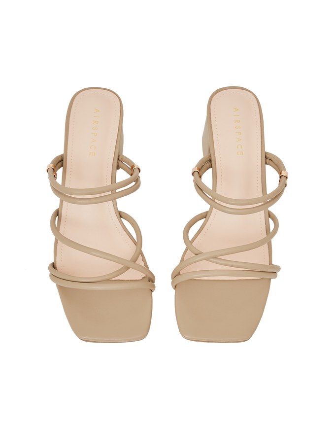 2Way Minimalist Cross-Wrap Mid-Heel Sandals