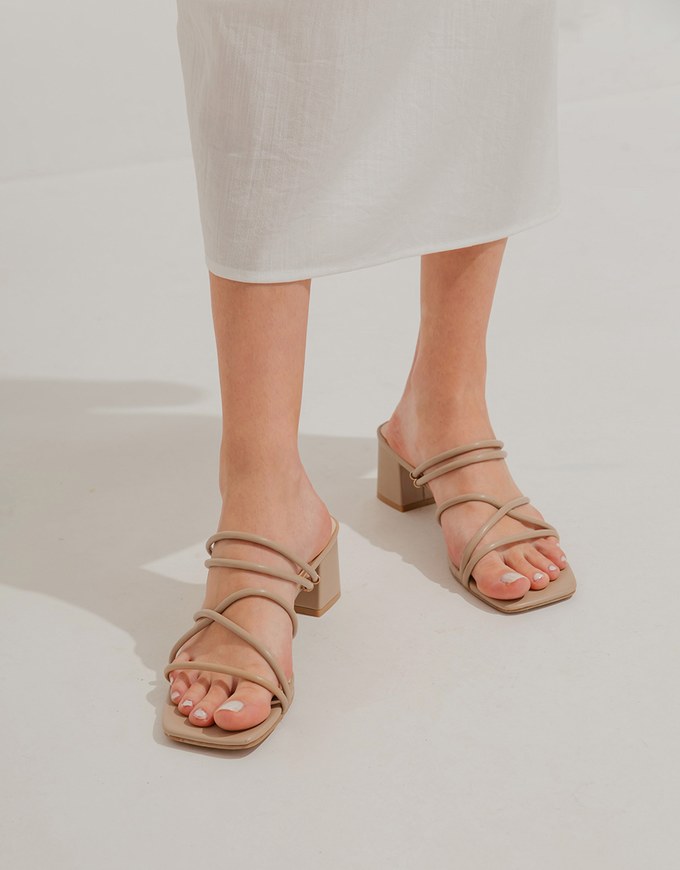 2Way Minimalist Cross-Wrap Mid-Heel Sandals