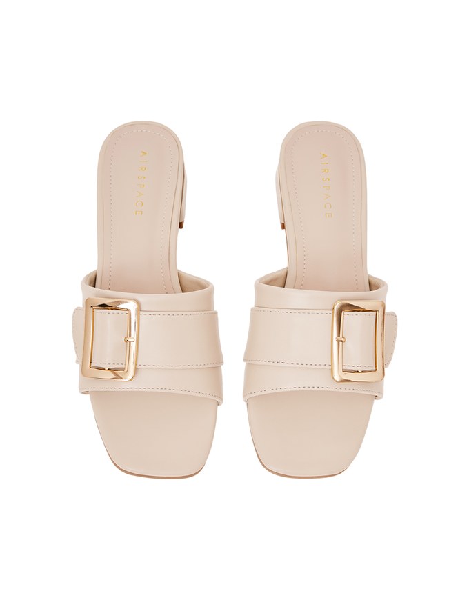 Square Buckle Low Heel Sandals