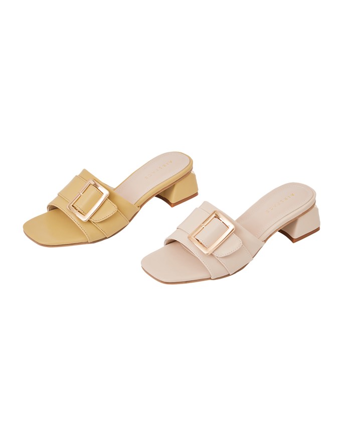 Square Buckle Low Heel Sandals