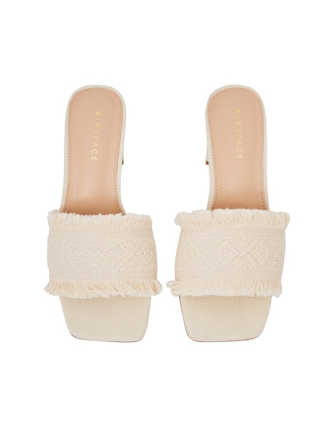 Distressed Hem Totem Mid-Heel Sandals And Slippers