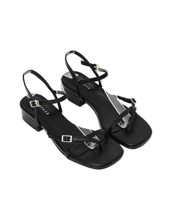 Slim Strap Cross Buckle Mid Heel Sandals