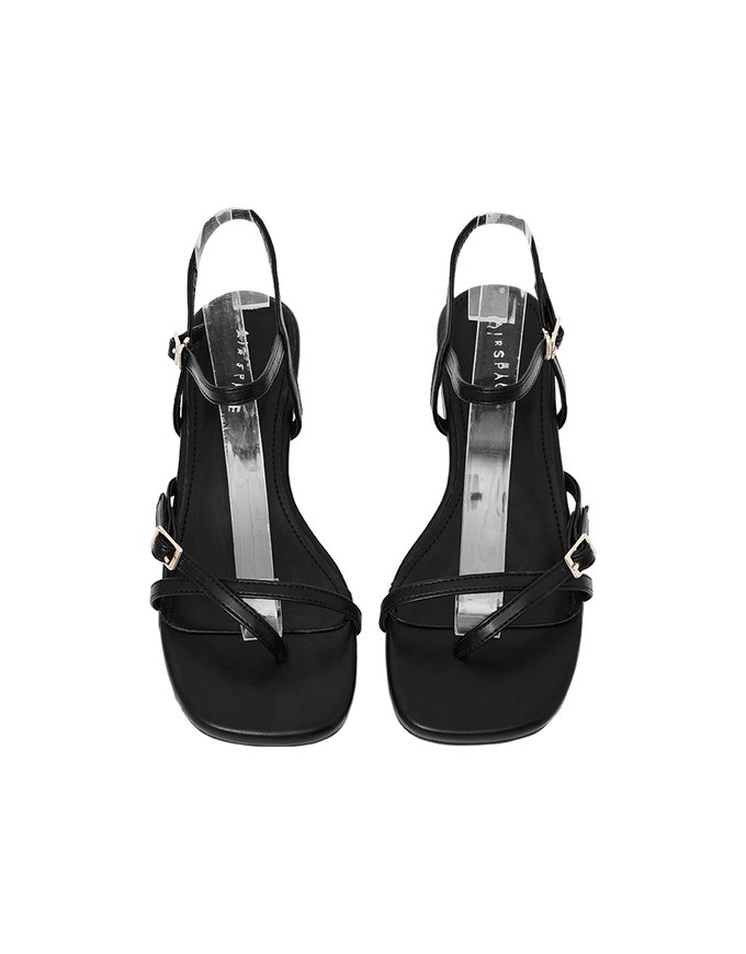 Slim Strap Cross Buckle Mid Heel Sandals