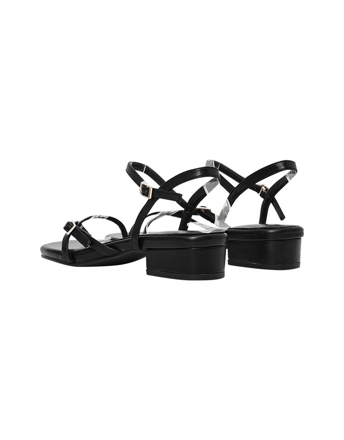 Slim Strap Cross Buckle Mid Heel Sandals