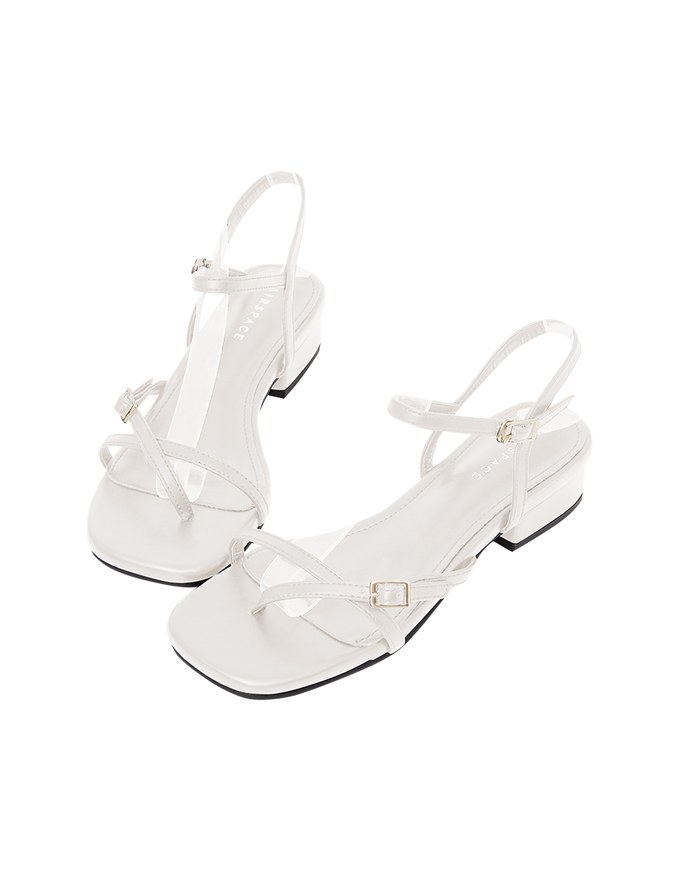 Slim Strap Cross Buckle Mid Heel Sandals