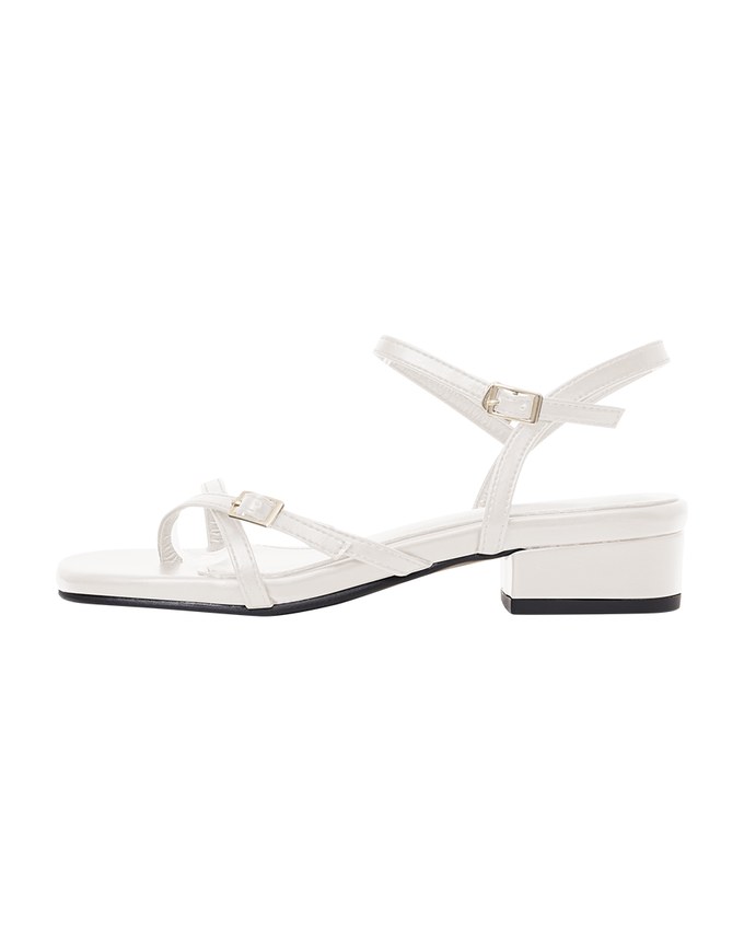 Slim Strap Cross Buckle Mid Heel Sandals