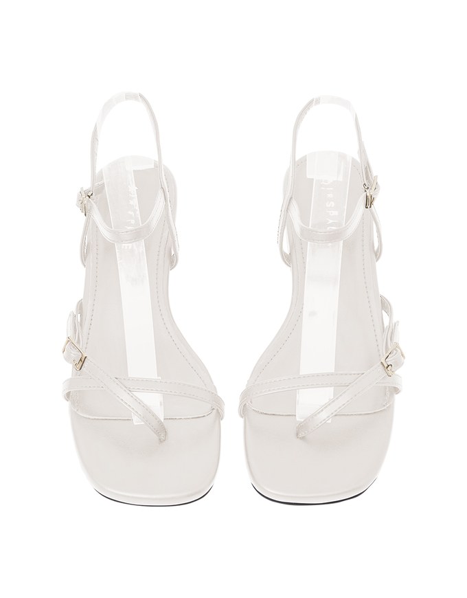 Slim Strap Cross Buckle Mid Heel Sandals