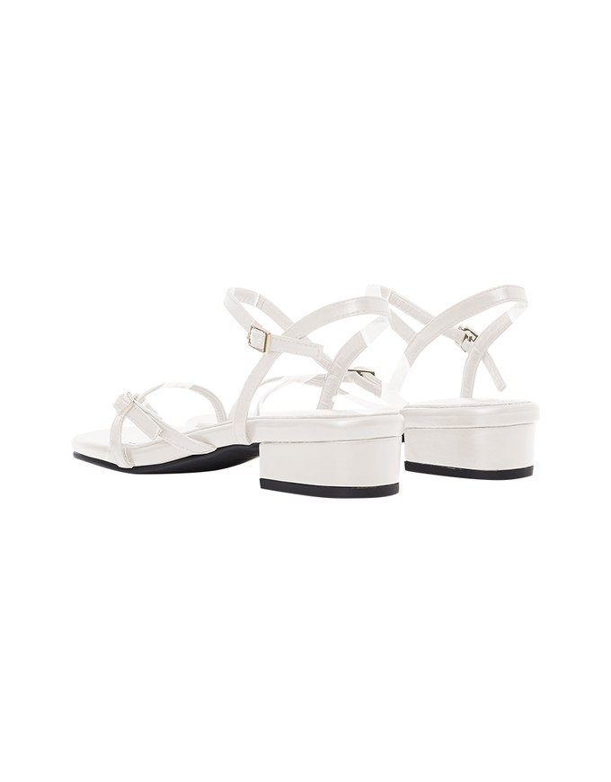 Slim Strap Cross Buckle Mid Heel Sandals