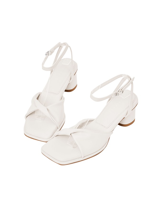 Square Toe Twist Mid Heel Sandals