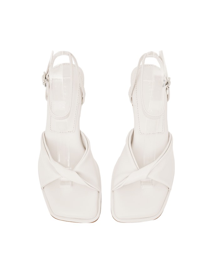 Square Toe Twist Mid Heel Sandals