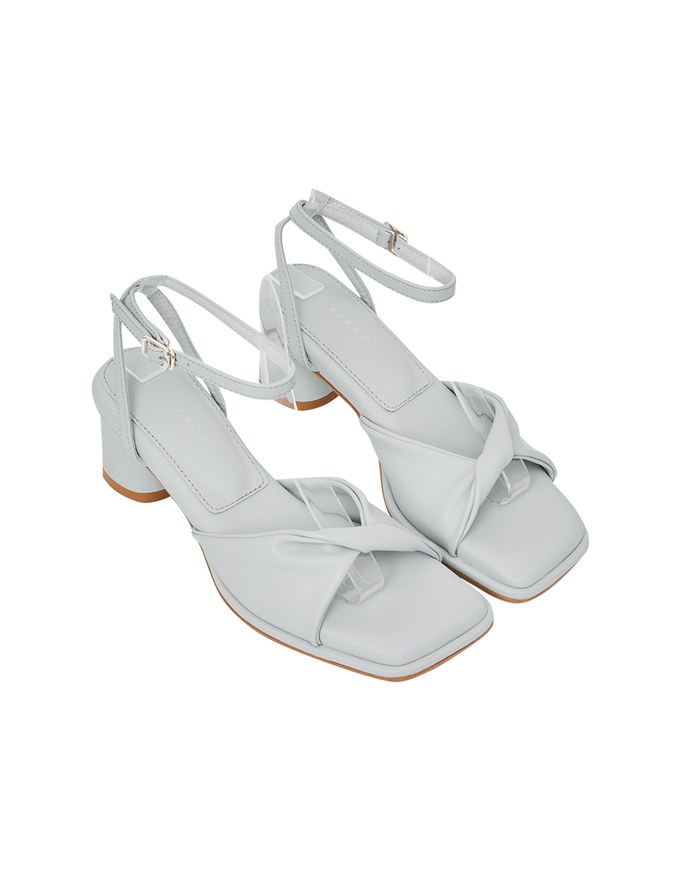 Square Toe Twist Mid Heel Sandals
