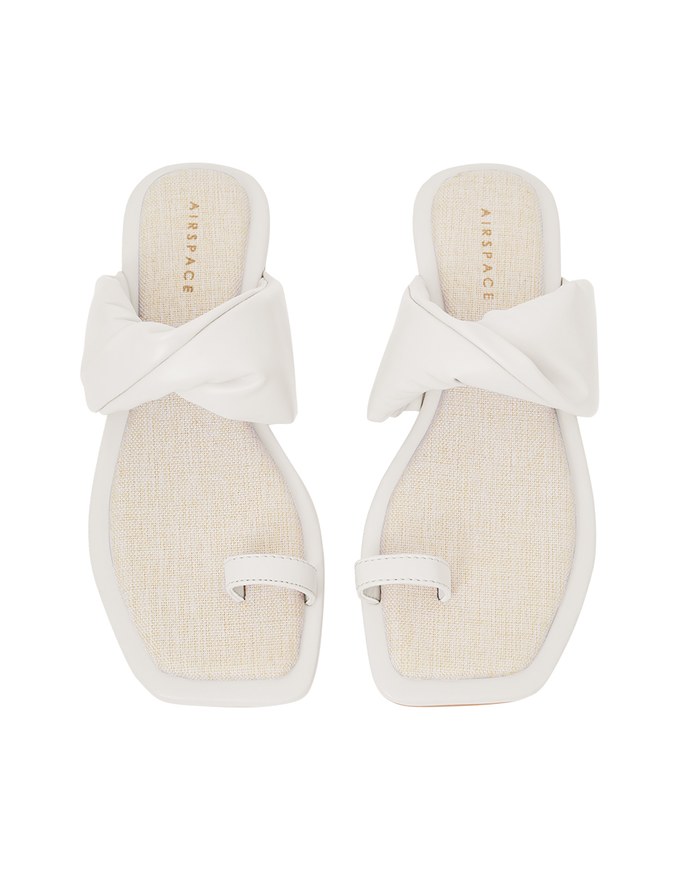 Faux Leather Twist-Toe Flat Slippers