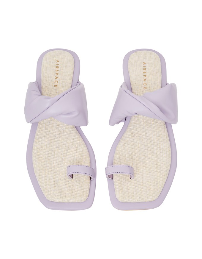 Faux Leather Twist-Toe Flat Slippers