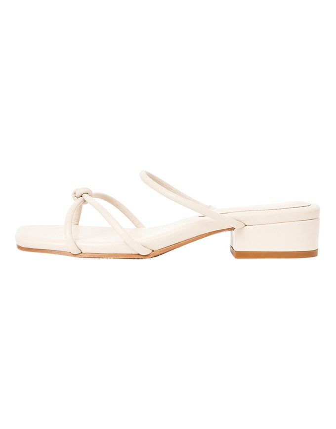 Cross-Strap Twisted Low-Heel Slides