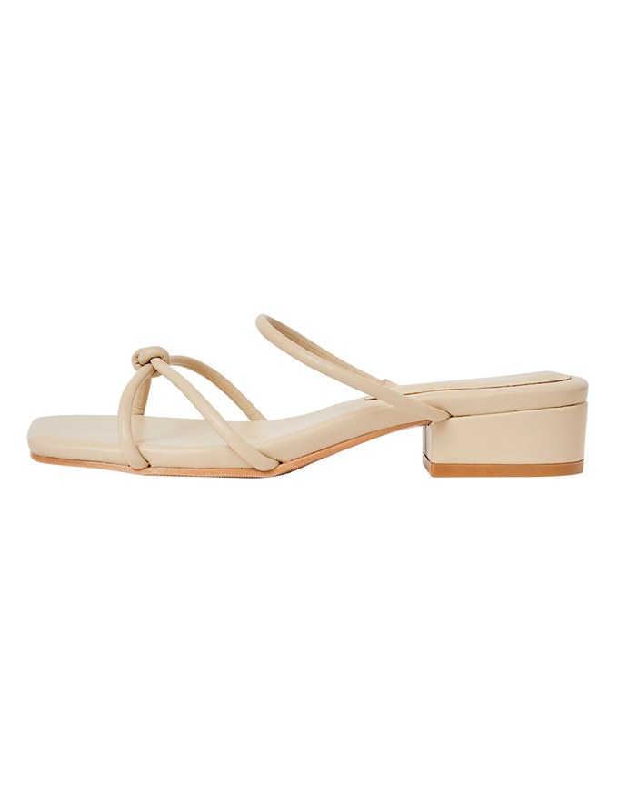 Cross-Strap Twisted Low-Heel Slides