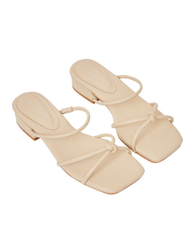 Cross-Strap Twisted Low-Heel Slides
