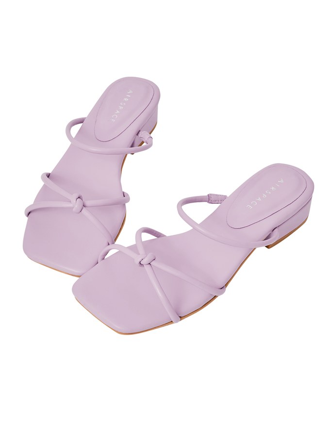 Cross-Strap Twisted Low-Heel Slides