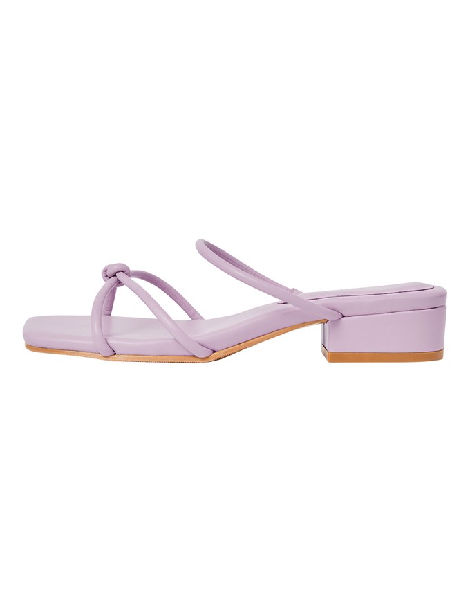 Cross-Strap Twisted Low-Heel Slides