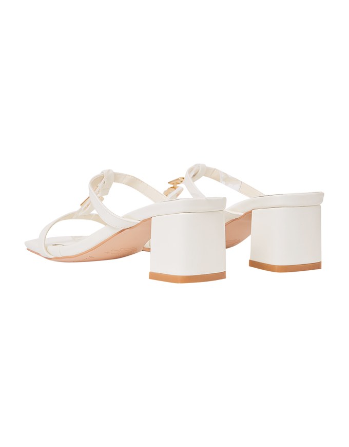 Metal Buckle Heeled Slippers
