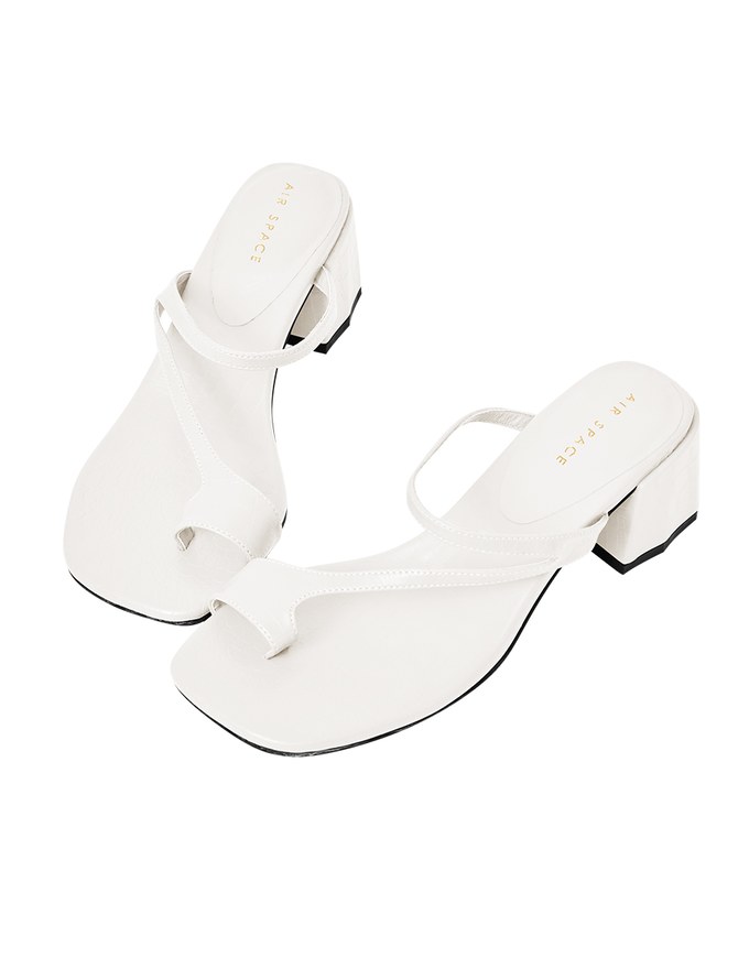 Slip-On Embossed Mid-Heel Sandals