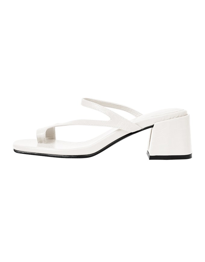 Slip-On Embossed Mid-Heel Sandals