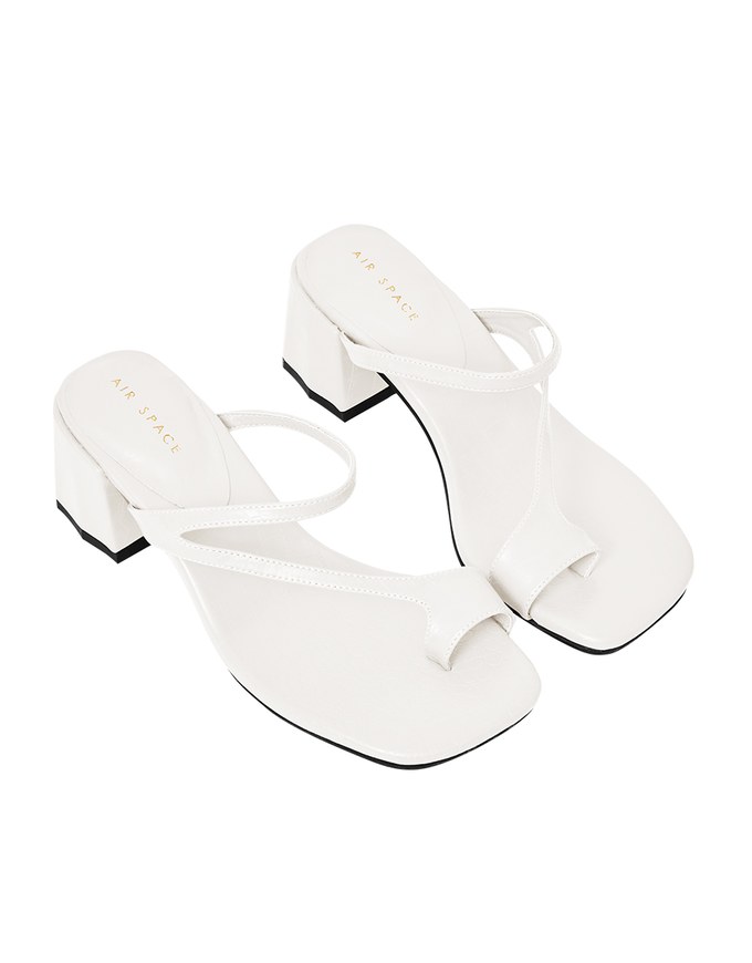 Slip-On Embossed Mid-Heel Sandals