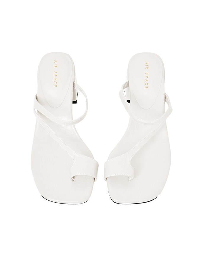 Slip-On Embossed Mid-Heel Sandals