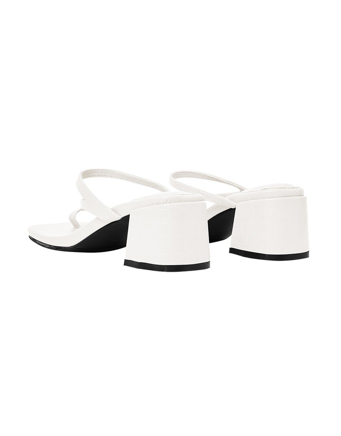 Slip-On Embossed Mid-Heel Sandals