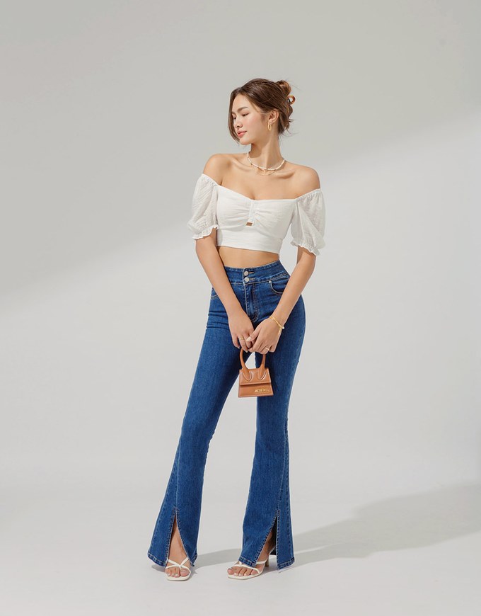 2Way Puffy Sleeve Crop Top (With Padding)