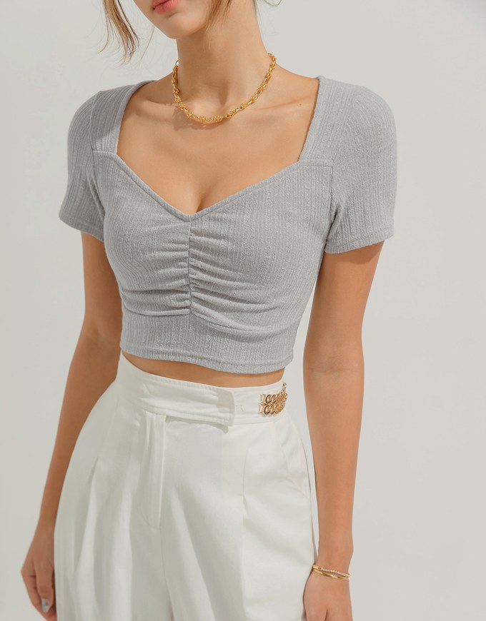 Heart Shape Neck Crop Top
