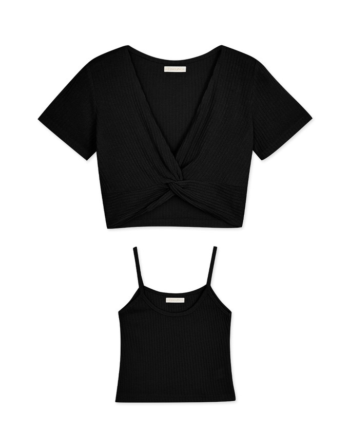 Two-Piece Knot Knit Crop Top