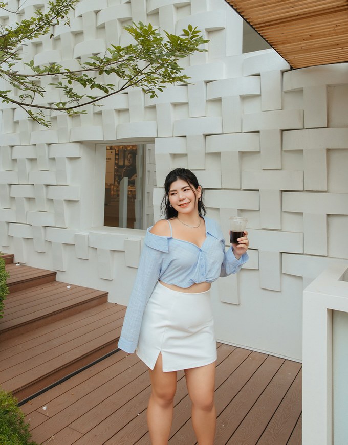 Fake Two Piece Sheer Slanted Shoulder Crop Top