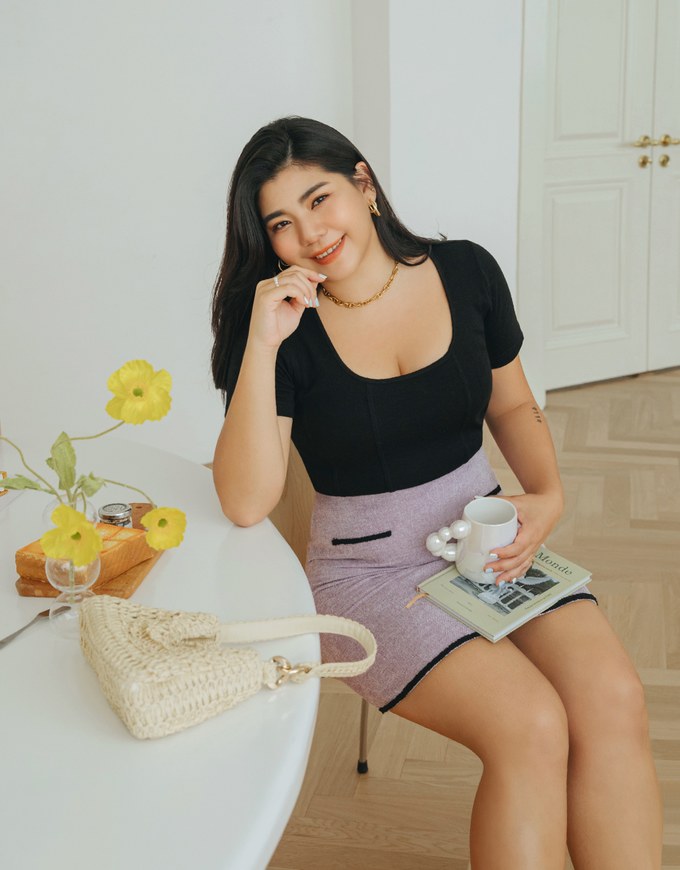 Square Neckline Knit Crop Top