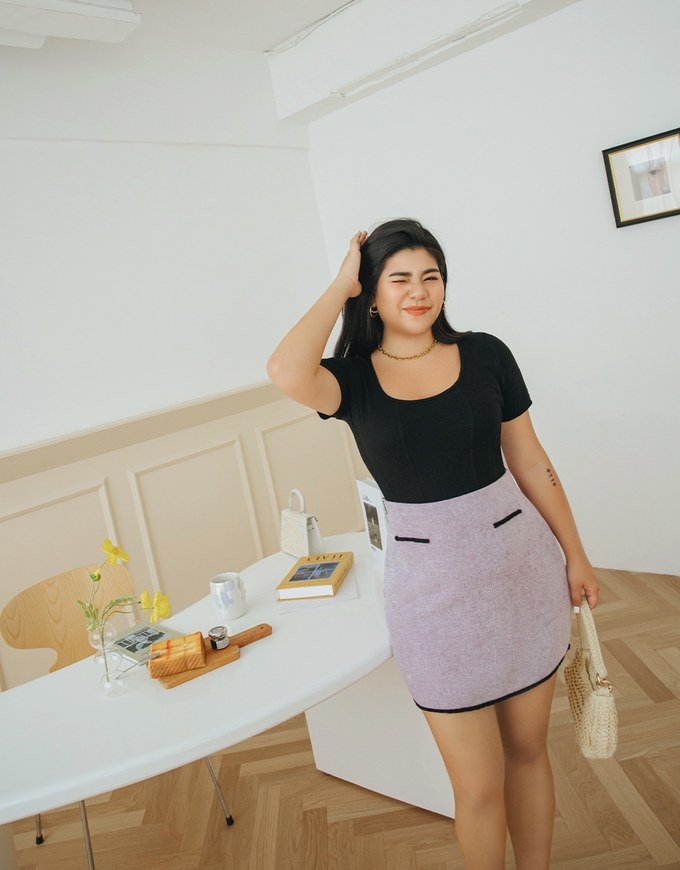 Square Neckline Knit Crop Top