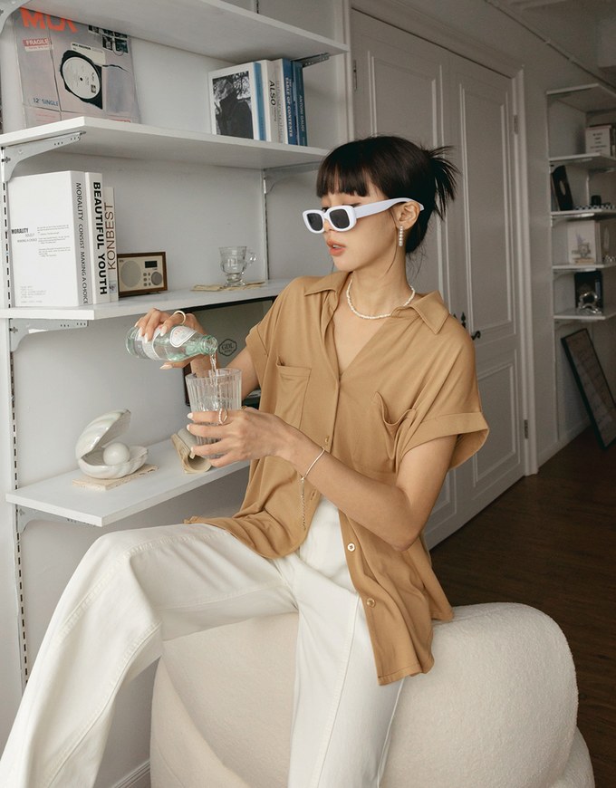 Breezy Cooling Double Pockets Blouse Shirt