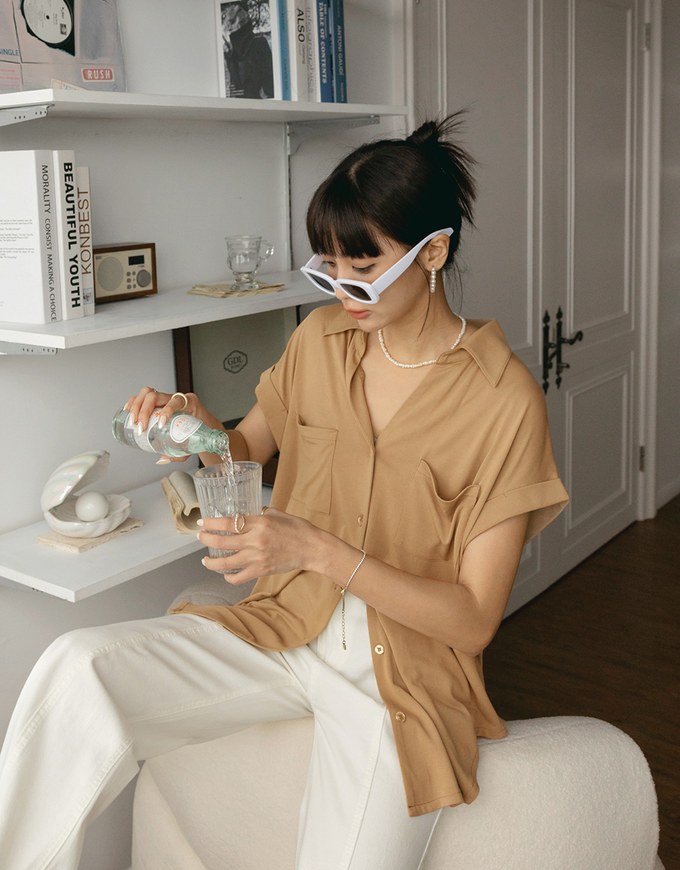 Breezy Cooling Double Pockets Blouse Shirt