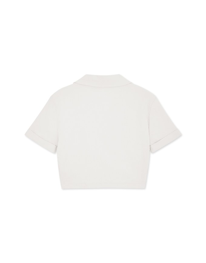Front Twist Open Collar Crop Top