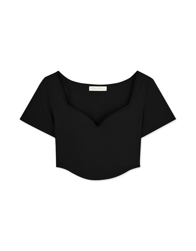 Cooling Push-Up u Collar Crop Fit Bra Top