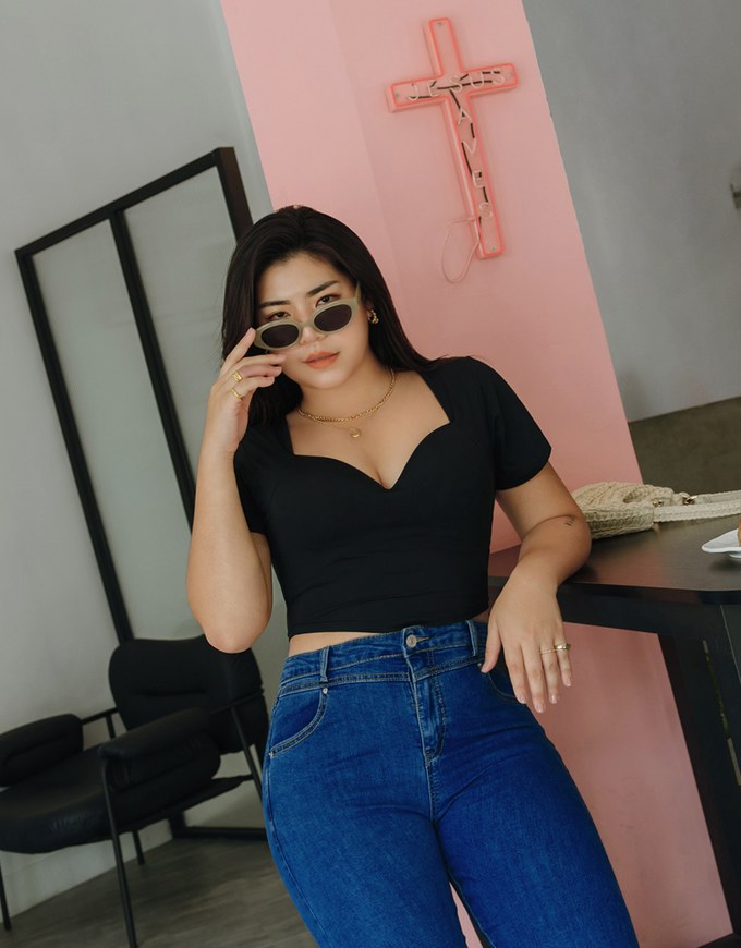 Cooling Push-Up u Collar Crop Fit Bra Top