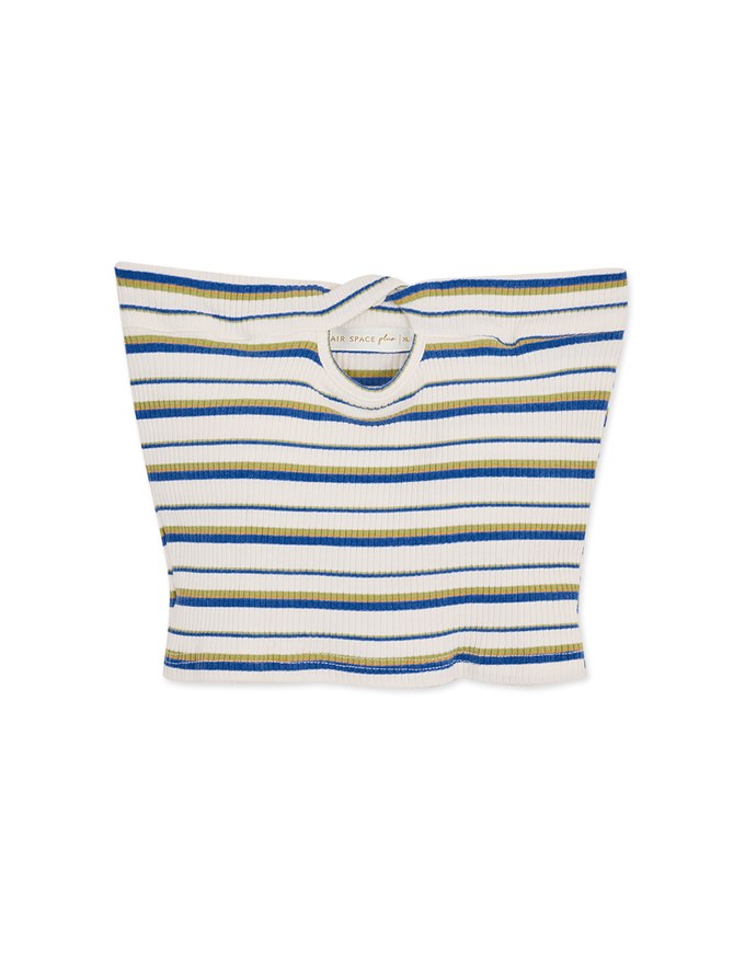 Contrast Striped Knotted Tube Top (With Padding)