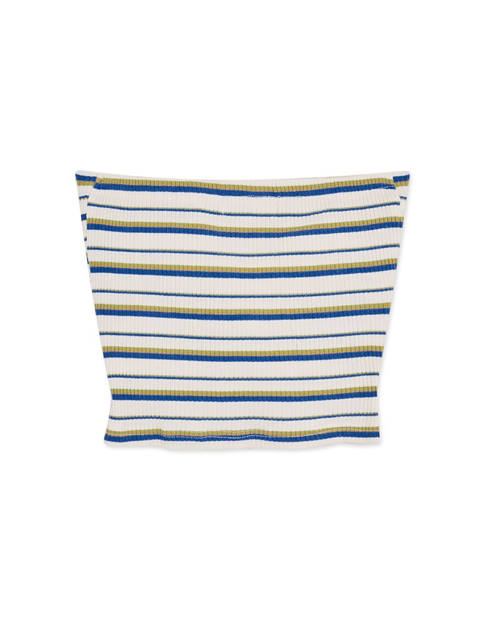 Contrast Striped Knotted Tube Top (With Padding)